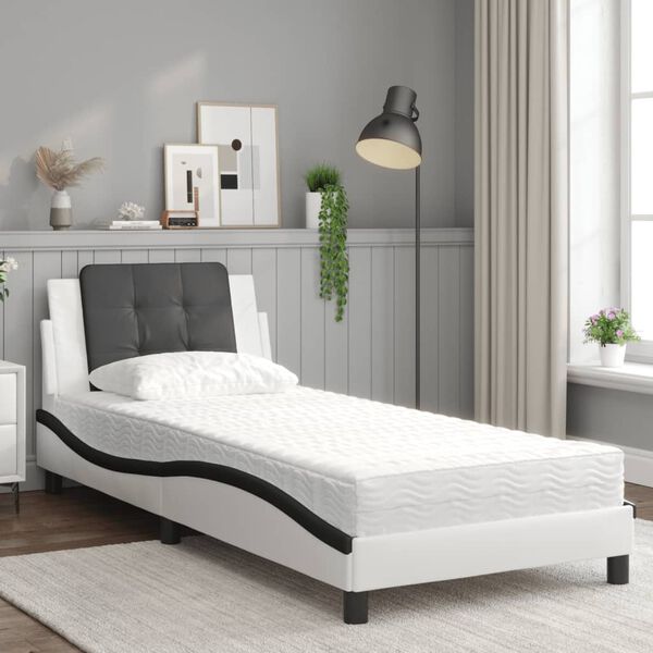 vidaXL Bedframe zonder matras "Zadar" kunstleer wit en zwart 100x200 cm