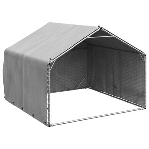 vidaXL Hondenhok voor buiten met hoes 2x2x1,5 m gegalvaniseerd staal