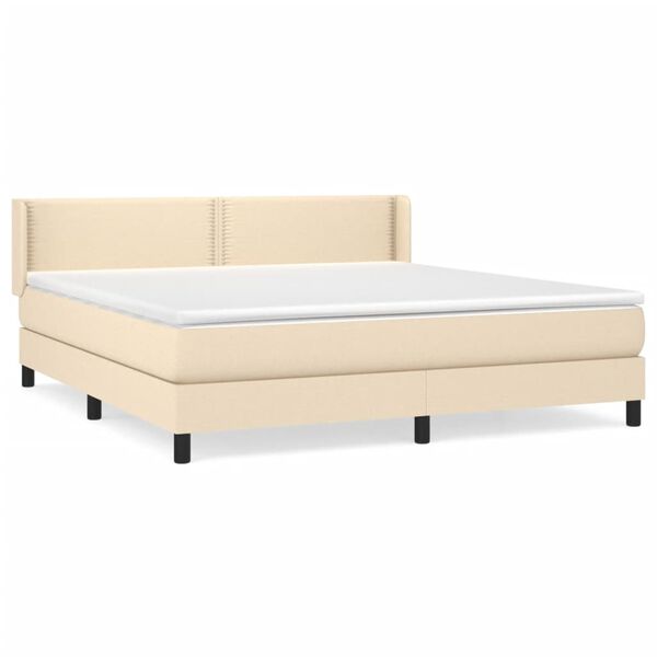 vidaXL Boxspring met matras stof cr&egrave;mekleurig 160x200 cm