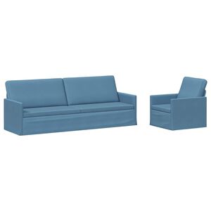 vidaXL Bankstel 2 pcs Blauw Katoen Stof