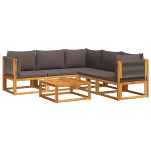 vidaXL 6-delige tuinbankset met kussens acaciahout & touw