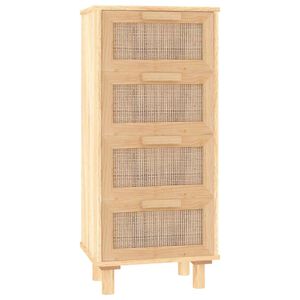 vidaXL Dressoir 40x30x90 cm massief grenenhout en rattan bruin