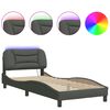 vidaXL Bedframe met LED zonder matras "Hvar" 90x190 cm stof donkergrijs