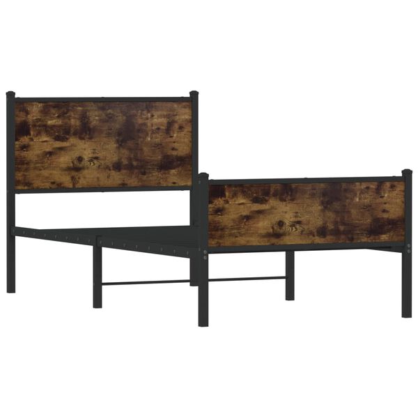 vidaXL Bedframe zonder matras metaal gerookt eikenkleurig 90x200 cm