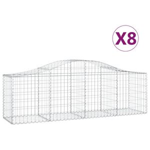 vidaXL Schanskorven 8 st gewelfd 200x50x60/80 cm gegalvaniseerd ijzer