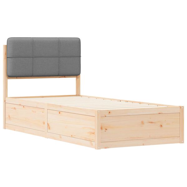 vidaXL Bedframe met Gevoerd Hoofdgedeelte Lichtgrijs 90 x 200 cm