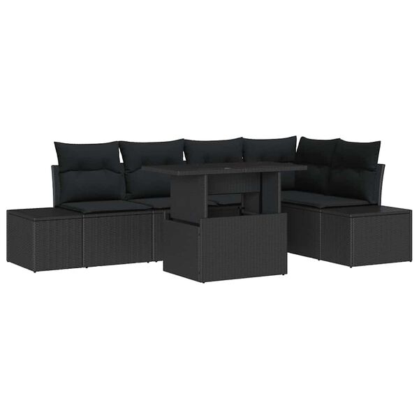 vidaXL Tuin Sofa Set met kussen 6 pcs Zwart Poly riet