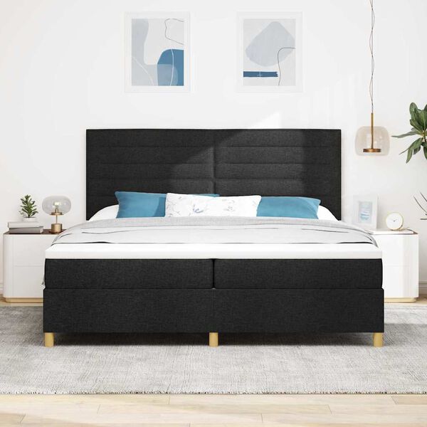 vidaXL LED Box Spring Bed met matras Zwart 200 x 200 cm Stof