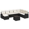 vidaXL Tuin Sofa Set met kussen 9 pcs Zwart Poly riet