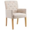 vidaXL Eetkamerstoel met armleuningen stof beige