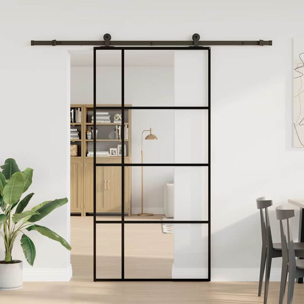 vidaXL Schuifdeur met beslag 102,5x205 cm ESG-glas en aluminium