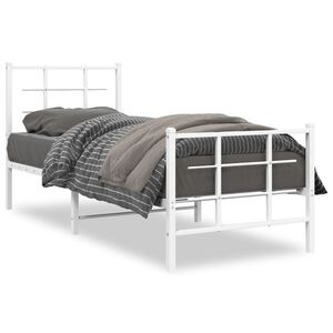 vidaXL Bedframe met hoofd- en voeteneinde metaal wit 75x190 cm