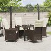 vidaXL Tuin Eetset met kussen 5 pcs Bruin Poly riet