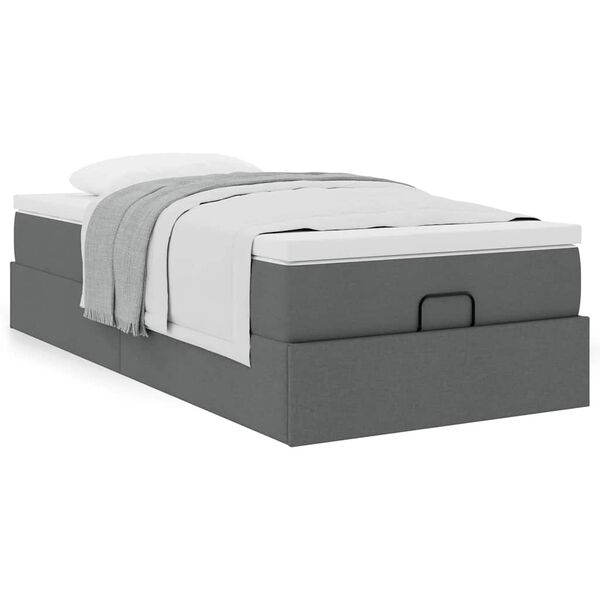 vidaXL Ottoman bed met matras 90x190cm stof donkergrijs