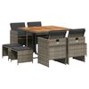 vidaXL 9-delige Tuinset met kussens poly rattan grijs