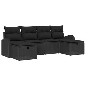 vidaXL Tuin Sofa Set met kussen met opslag 6 pcs Zwart poly rattan