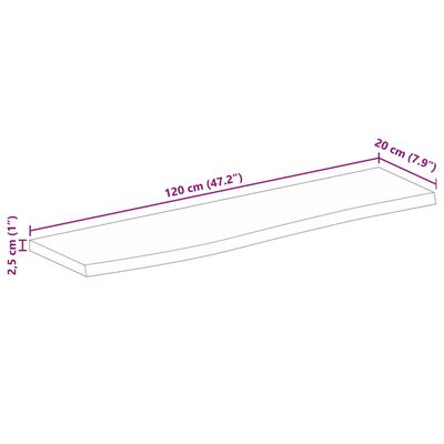 vidaXL Tafelblad met natuurlijke rand 120x20x2,5 cm massief mangohout