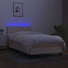 vidaXL Boxspring met matras en LED stof cr&egrave;mekleurig 80x200 cm