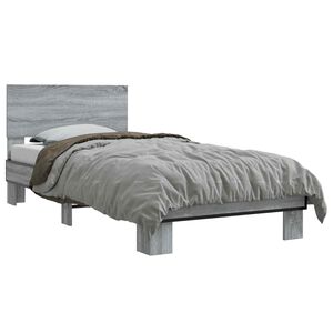 vidaXL Bedframe met Hoofdeinde Grijs Sonoma 80 x 200 cm Bewerkt hout