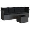 vidaXL 5-delige Loungeset met kussens poly rattan zwart