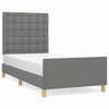 vidaXL Bedframe met hoofdeinde stof donkergrijs 90x190 cm