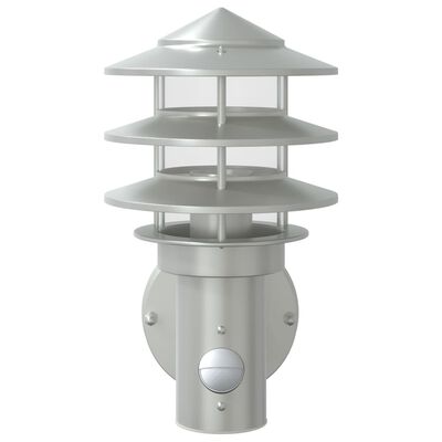 vidaXL Buitenwandlamp met sensor roestvrij staal zilverkleurig
