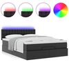 vidaXL Bed poef met matrassen en LED's 140x200cm kunstleer zwart