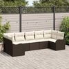 vidaXL Tuin Sofa Set met kussen 7 pcs Bruin en wit Poly riet