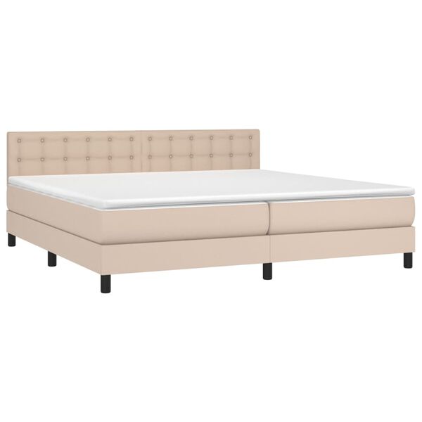 vidaXL Boxspring met matras en LED kunstleer cappuccinokleur 200x200cm