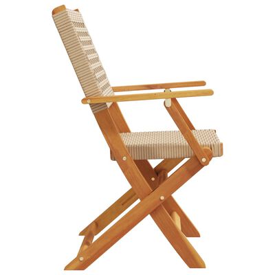 vidaXL Tuinstoelen 2 st massief acaciahout en poly rattan beige