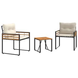 vidaXL Buitenmeubelset met kussen 3 pcs Cr&egrave;me