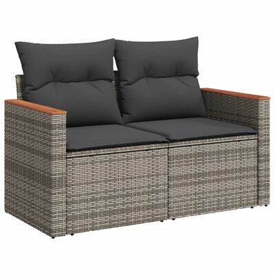 vidaXL 6-delige Loungeset met kussens poly rattan grijs