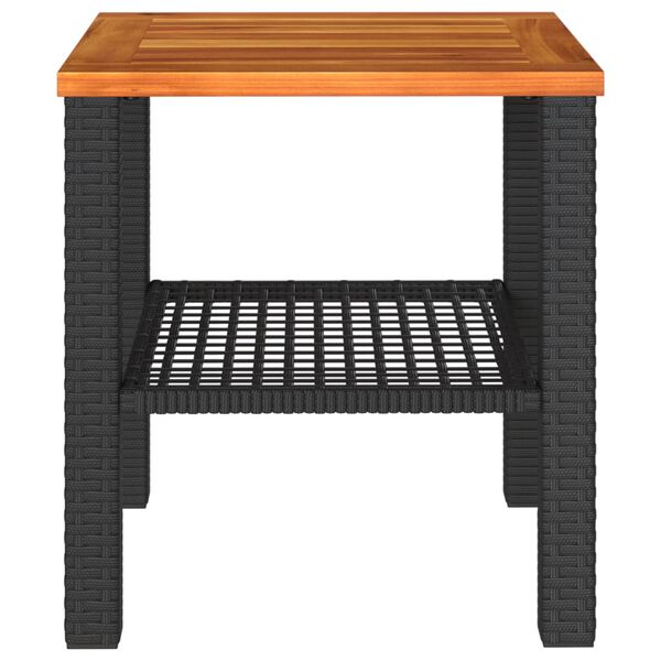 vidaXL Tuintafel 40x40x42 cm poly rattan en acaciahout zwart