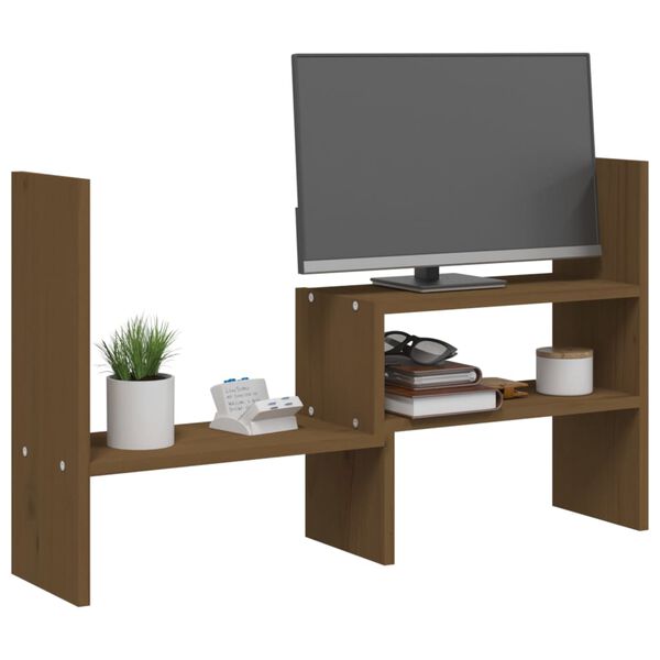 vidaXL Monitorstandaard (39-72)x17x43 cm grenenhout honingbruin