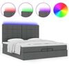 vidaXL Ottoman bed met matrassen en LED's 200x200cm stof donkergrijs