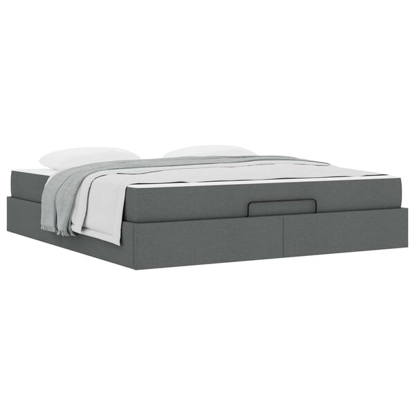 vidaXL Bedframe met matras met matras 2 pcs Dim Grijs Stof