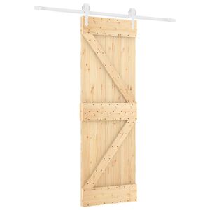 vidaXL Schuifdeur Natuurlijk en Wit 70 x 210 cm Massief Grenenhout