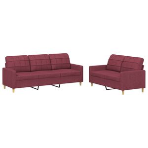 vidaXL 2-delige Loungeset met kussens stof wijnrood