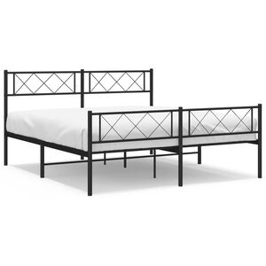 vidaXL Bedframe met hoofd- en voeteneinde metaal zwart 120x190 cm