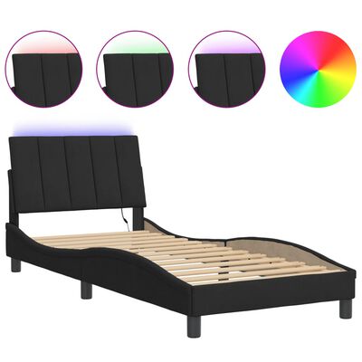 vidaXL Bedframe met LED-verlichting fluweel zwart 80x200 cm