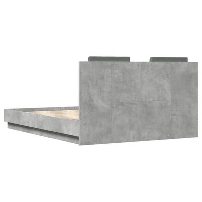 vidaXL Bedframe met hoofdbord en LED-verlichting betongrijs 120x190 cm