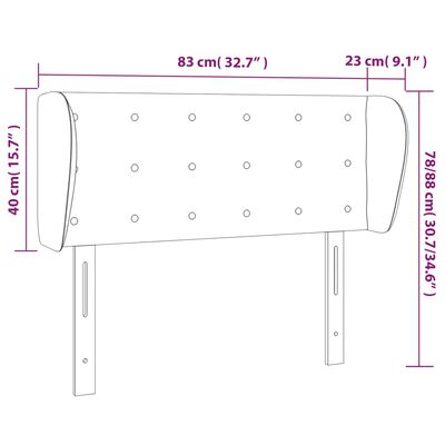 vidaXL Hoofdbord met randen 83x23x78/88 cm kunstleer zwart