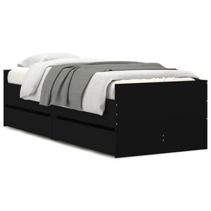 vidaXL Bedframe met lades zwart 75x190 cm Small Single
