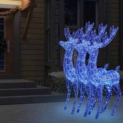 vidaXL Kerstdecoratie rendier XXL 3 st 250 LED's blauw 180 cm acryl