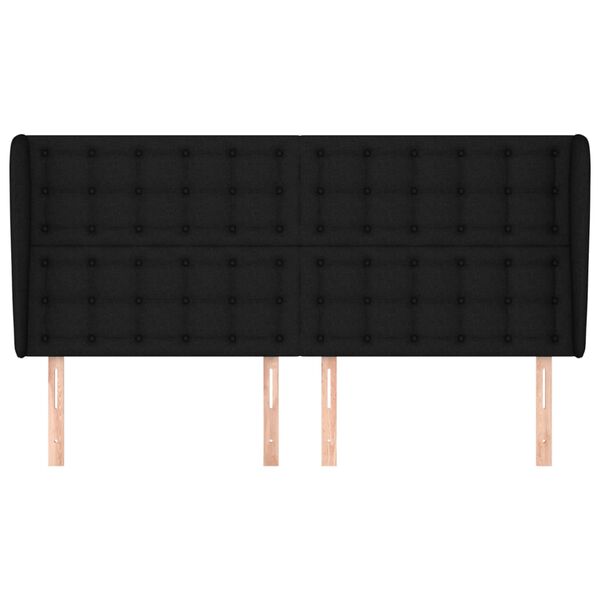 vidaXL Hoofdbord met randen 163x23x118/128 cm stof zwart