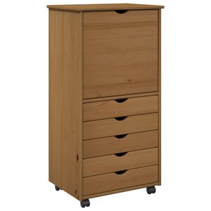 vidaXL Rolling Kast Honingbruin 53 x 39 x 103 cm Massief Vurenhout