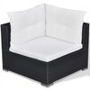 vidaXL 5-delige Loungeset met kussens poly rattan zwart