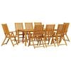 vidaXL Tuin eettafelset Opvouwbaar 9 pcs Bruin Massief Acaciahout