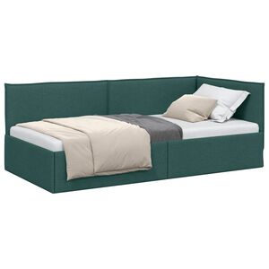 vidaXL Hoekbedframe met hoofdeinde Donkergroen 90 x 190 cm Fluweel