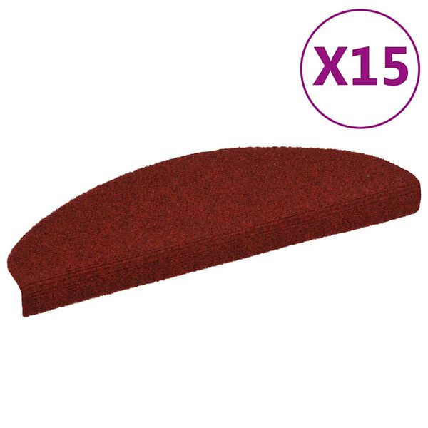 vidaXL Trapmatten zelfklevend 65x21x4 cm naaldvilt rood 15 st